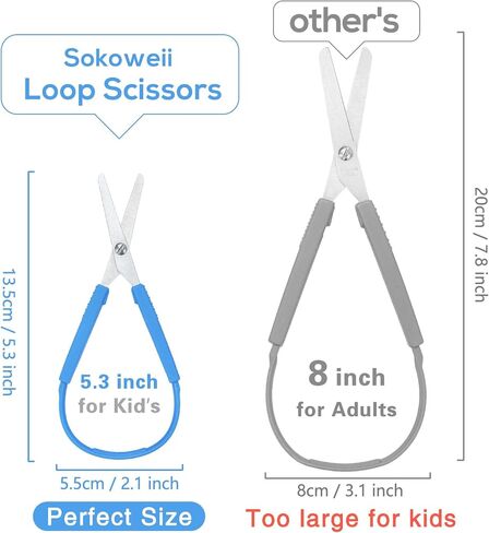مقص Sokoweii الدائري للأطفال الصغار، تصميم متكيف مقاس 5 بوصات، دعم لليمين واليسار، مقابض ضغط سهلة الفتح in Kuwait