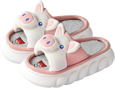 Women slippers Animal slippers Cartoon pig slippers Linen slippers at home Cute and comfortable plush slippers in Saudi Arabia