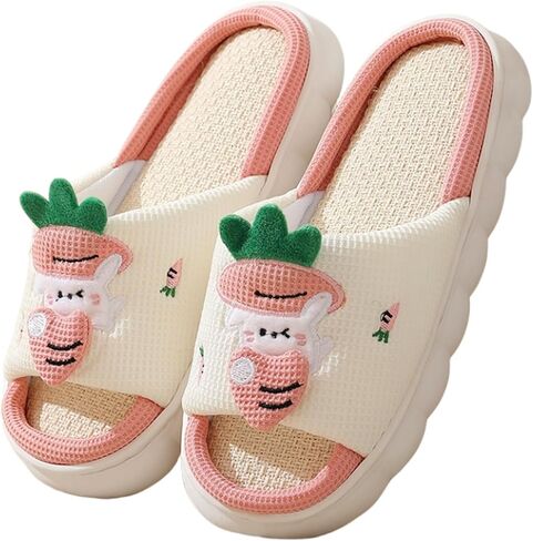 Women slippers Animal slippers Cartoon pig slippers Linen slippers at home Cute and comfortable plush slippers in Saudi Arabia