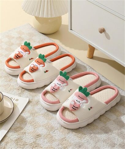 Women slippers Animal slippers Cartoon pig slippers Linen slippers at home Cute and comfortable plush slippers in Saudi Arabia