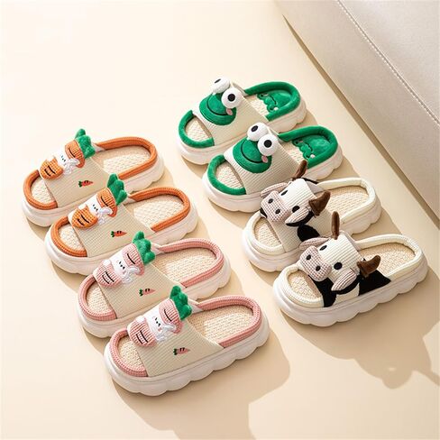 Women slippers Animal slippers Cartoon pig slippers Linen slippers at home Cute and comfortable plush slippers in Saudi Arabia