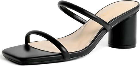 Women's Square Open Toe Heeled Sandals Two Strap Block Low Heels for Women Slip On Heeled Sandal Mule for Work Party Wedding in Saudi Arabia