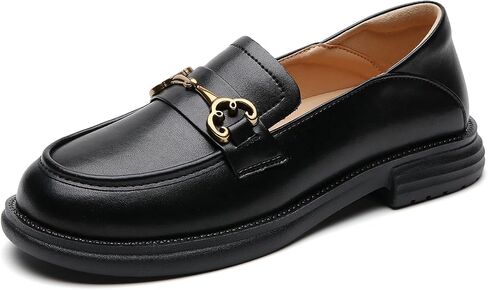 Loafers for Women Women's Chunky Loafers Leather Penny Comfort Shoes Business Casual Shoes Ladies Loafers with Metal Chain in Saudi Arabia