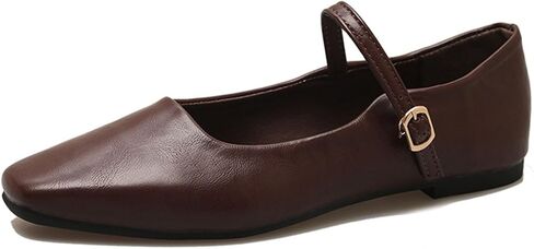 Women's Classic Retro Square Toe Flat Mary Jane Shoes Fashionable and Comfortable Walking Flat Shoes with Buckles in Saudi Arabia