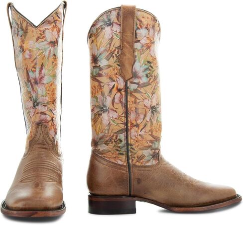 Soto Boots Womens Flower Print Square Toe Cowgirl Boots M50067 in Saudi Arabia