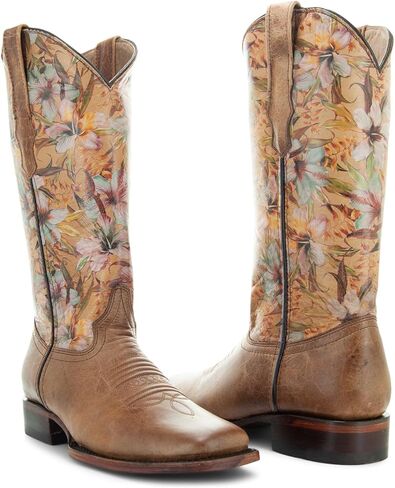 Soto Boots Womens Flower Print Square Toe Cowgirl Boots M50067 in Saudi Arabia