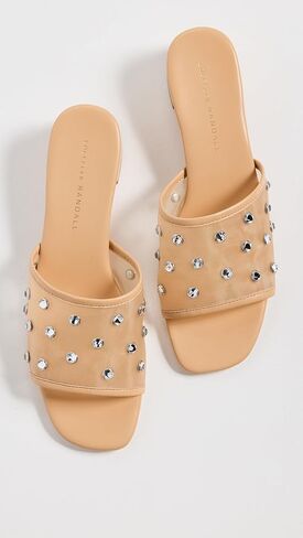 صندل نسائي من Loeffler Randall ذو كعب متوسط ​​من Brooke Mesh مزين بالكريستال in Kuwait