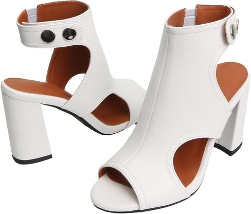 Open Toe Booties for Women Dressy Sandals Peep Toe Boots Block Heels Summer Gladiator Shoes in Saudi Arabia