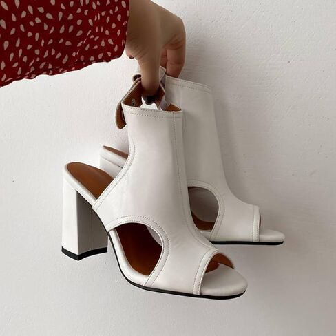 Open Toe Booties for Women Dressy Sandals Peep Toe Boots Block Heels Summer Gladiator Shoes in Saudi Arabia