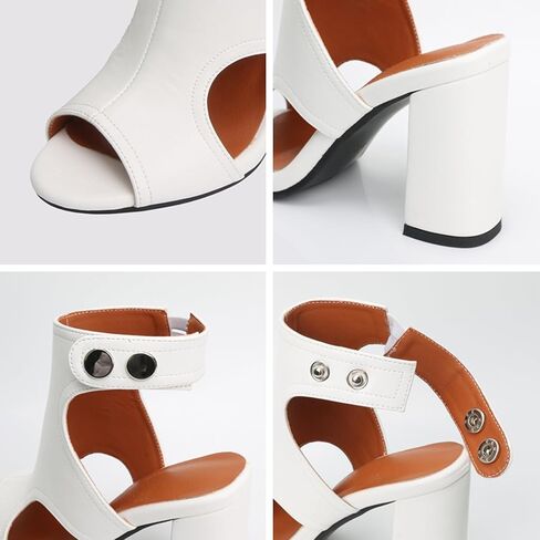 Open Toe Booties for Women Dressy Sandals Peep Toe Boots Block Heels Summer Gladiator Shoes in Saudi Arabia