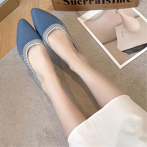RVROVIC Women's Pointed Toe Knit Flats Shoes Slip on Ballet Flats Comfortable Dress Shoes for Women in Kuwait