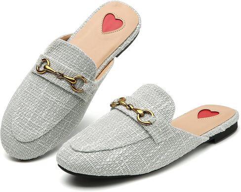Buckle Mules for Women Flats Round Toe Slip On Backless Loafers Ladies Work Shoes in Saudi Arabia