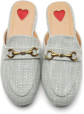 Buckle Mules for Women Flats Round Toe Slip On Backless Loafers Ladies Work Shoes in Saudi Arabia