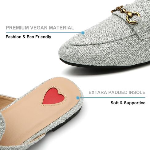 Buckle Mules for Women Flats Round Toe Slip On Backless Loafers Ladies Work Shoes in Saudi Arabia