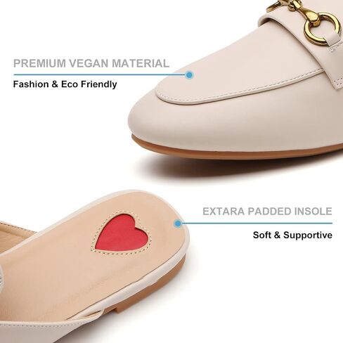 Buckle Mules for Women Flats Round Toe Slip On Backless Loafers Ladies Work Shoes in Saudi Arabia