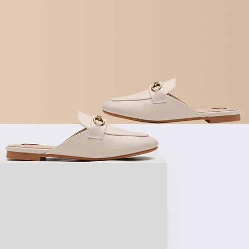 Buckle Mules for Women Flats Round Toe Slip On Backless Loafers Ladies Work Shoes in Saudi Arabia