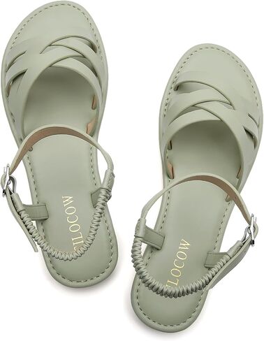 Tilocow Woven Women Flat Sandals Round Toe Buckle Slides Cross Strappy Casual Shoes for Summer in Saudi Arabia