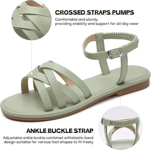 Tilocow Woven Women Flat Sandals Round Toe Buckle Slides Cross Strappy Casual Shoes for Summer in Saudi Arabia