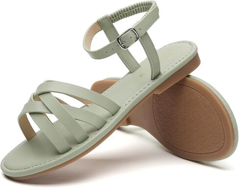 Tilocow Woven Women Flat Sandals Round Toe Buckle Slides Cross Strappy Casual Shoes for Summer in Saudi Arabia