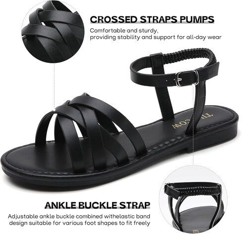 صنادل نسائية مسطحة منسوجة من Tilocow بمقدمة مستديرة بإبزيم منزلق أحذية كاجوال بأشرطة متقاطعة لفصل الصيف in Kuwait