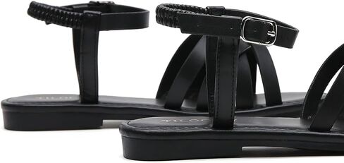 صنادل نسائية مسطحة منسوجة من Tilocow بمقدمة مستديرة بإبزيم منزلق أحذية كاجوال بأشرطة متقاطعة لفصل الصيف in Kuwait