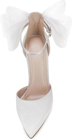 Coutgo Women's Closed Pointed Toe High Heels with Bow Knot Ankle Strap Satin Stiletto Pumps in Saudi Arabia