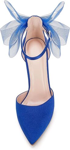 Coutgo Women's Closed Pointed Toe High Heels with Bow Knot Ankle Strap Satin Stiletto Pumps in Saudi Arabia