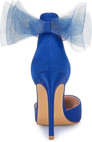 Coutgo Women's Closed Pointed Toe High Heels with Bow Knot Ankle Strap Satin Stiletto Pumps in Saudi Arabia