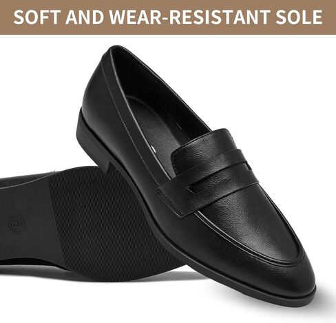 أحذية Penny Loafers للنساء، أحذية بدون كعب ناعمة ومريحة سهلة الارتداء للنساء، أحذية رسمية غير قابلة للانزلاق، أحذية بدون كعب كاجوال للنساء وأحذية سهلة الارتداء باللون الأسود مقاس 8 in Kuwait