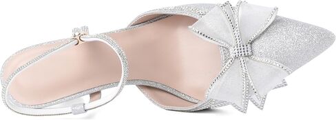 Eldof Women's Heels with Bow Sparkly Rhinestone Closed Pointed Toe Ankle Strap Stiletto Heel Pumps 3 Inches in Kuwait