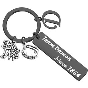 CENWA Team Damon/Stefan/Salvatore Since 1864 Keychain Vampire Fandom Gift Idea (Team Damon K black)