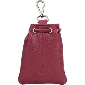 FINELAER Leather Drawstring Coin Pouch Purse Wallet Change Pocket Size Holder Zipper For Men & Women