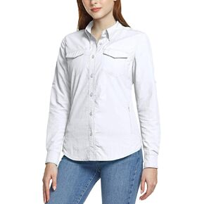 قمصان CQR للسيدات بعامل حماية من الأشعة فوق البنفسجية 50+ بأكمام طويلة للمشي لمسافات طويلة، قمصان سريعة الجفاف للحماية من الأشعة فوق البنفسجية/الشمس في الهواء الطلق بأزرار سفلية in Kuwait