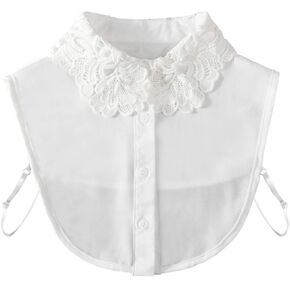 Gracelife Fake Collar Lace Flower Embroidery Half Shirt Detachable Chiffon Cotton False Collar