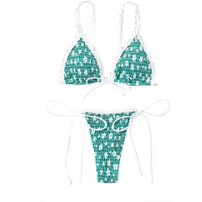 SweatyRocks Women's Halter Ditsy Floral Triangle Tie Side Bikini Swimsuit