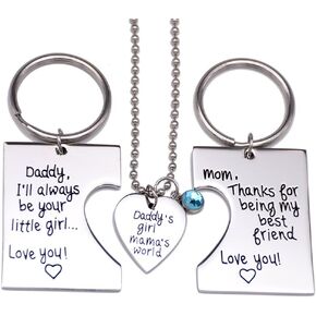Daddy's Girl Mommy's World 3 Piece Keychain Pendant Necklace Set, Gift for Daughter, Mommys Little Girl Gifts in Kuwait
