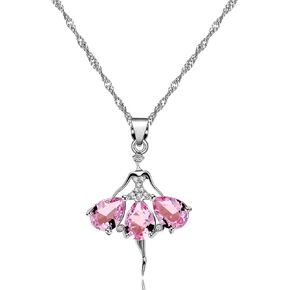 Uloveido Pink Crystal Little Girl Necklace Dancer Ballet Recital Gift Ballerina Dance Pendant Necklace Girls Jewelry Y607