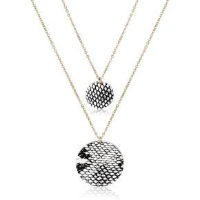 CEALXHENY Long Necklaces for Women Double Layer Necklaces Y Shape Horsehair Disc Pendant Necklaces for Girls