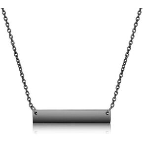 Jude Jewelers Stainless Steel Horizontal Long Bar Drop Classic Plain Charm Necklace