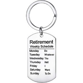 YEEQIN Funny Retirement Gifts Retired Schedule Calendar Keychain for Coworkers Office Family Creative Key Chain for Retired Men Silver