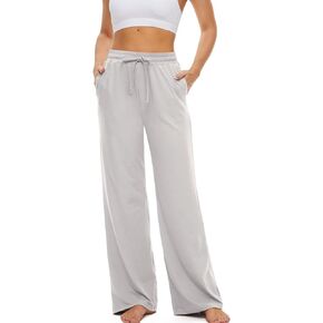 SICVEK Womens Yoga Lounge Sweatpants Wide Leg Pants Elastic Waist Drawstring Causal Athletic Long Pants with 3 Pockets