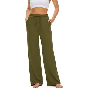 SICVEK Womens Yoga Lounge Sweatpants Wide Leg Pants Elastic Waist Drawstring Causal Athletic Long Pants with 3 Pockets