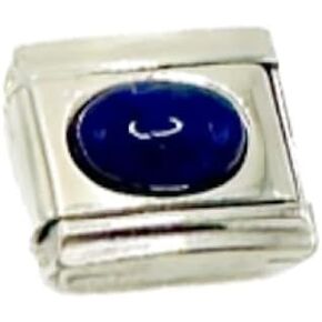9mm Links Compatible with Italian Charms Bracelets, Stainless Steel & Blue Lapis Stone Italian Charm Bracelet Links
