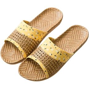 TENDYCOCO Men House Slippers House Slippers Bamboo Slippers Tatami Slippers Indoor Slippers Open Toe for Men Women 1 Pair Women House Shoes Slippers Yellow
