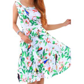 OMZIN Women's Audrey Hepburn Rockabilly Vintage Dress 1950s Retro Cocktail Swing Party Dress with Belt