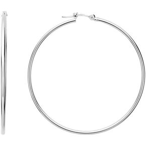 10k REAL Yellow or White Gold 1.5MM Thickness Classic Polished Round Tube Hoop Earrings with Snap Post Closure For Women in Many Sizes and Gauges