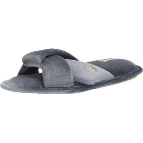Dearfoams Women's Jules Shiny Velour Twist Vamp Slide Slipper