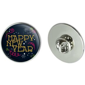 Happy New Year Metal 1.1" Tie Tack Hat Lapel Pin Pinback