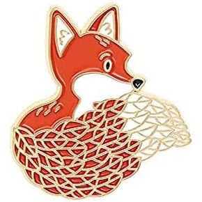 Pinposni Cartoon Animal Series With Plant Pattern Enamel Lapel Pin Black Cat Red Fox Blue Bear Pink Hedgehog Pin Brooch Badge
