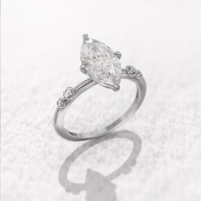 925 Sterling Silver Bridal Rings AAA Cubic Zirconia CZ Full Diamond Engagements Rings Wedding Classic Four-Claw Hand Set Horse-Eye Zircon Ring Stackable Promise Anniversary Rings for Women Size 7